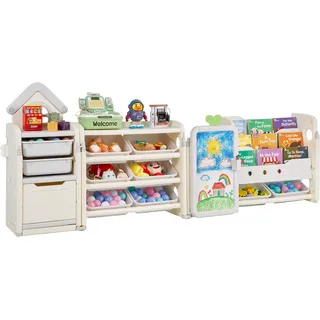 Vevor Bücherregal 4-stöckig 10 Behälter 0 x 0 x 0 cm Grau + Beige