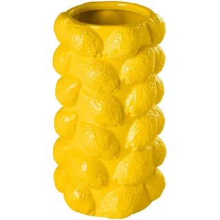 EGLO Living Keramikvase Dati sommerliche Deko | Vase aus Keramik in Zitronen-Optik, Dekovase für Tockenblumen, gelb, 27,5 cm