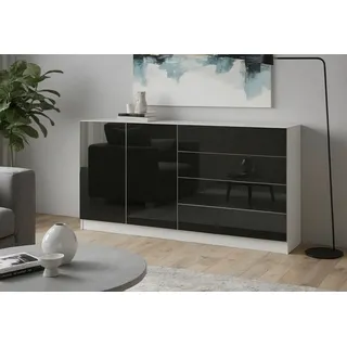 borchardt Möbel Vaasa 152 x 79 x 35 cm Schwarz / Weiß matt / Hochglanz