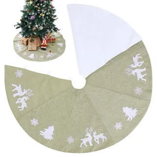 BESPORTBLE Weihnachtsbaum Decke - Filz Baumdecke 122cm Baumrock Unterlage Mit Rentier Design Leinen Tannenbaum Teppich Weihnachtsbaumdecke Für Weihnachtsbaum Dekoration Und Festliche Atmosphäre