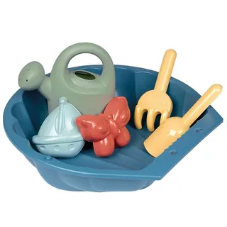 Smoby Life – Mini-Sandkasten gefüllt – Gießkanne – Schaufel + Rechen – Strandspiel – recycelter Kunststoff – ab 18 Monaten – 850209