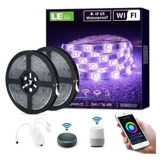 Lepro Smart LED Strip Outdoor, 10M, 2x5M, RGB 300 LEDs, IP65 Wasserdicht WLAN LED Band, Kompatibel mit Alexa, App, Google Home
