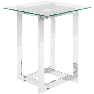 Beliani Beistelltisch silber Transparent 40 x 40 cm Glasplatte Glänzende Metallgestell Poliert quadratisch Modern - Transparent