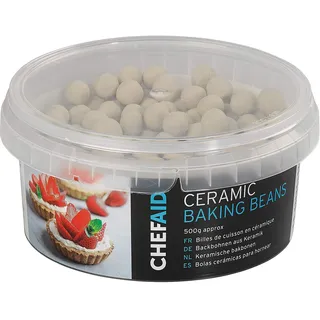 Chef Aid Wiederverwendbare Keramik-Backperlen mit Aufbewahrungsbox, verhindern das Schrumpfen des Teigs, ideal für Quiches, Tartes und Pies, hitzebeständig, ca. 500 g.
