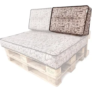 Palettenkissen Rückenlehne 60x40 cm abnehmbar Bezug wasserdicht Palettenauflagen Paletten Polster Gartenkissen Outdoor Palettenauflagen Coffee Beige - Weiß