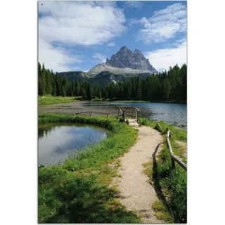 Wallario Outdoor-Poster für Garten oder Balkon, Motiv See in Berglandschaft, in ca. 61 x 91,50 cm - Schwarz