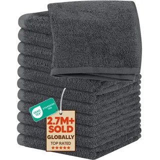 Utopia Towels Baumwoll-Seiftücher-Set, 100% ringgesponnene Baumwolle, hochwertige Flanell-Seiftücher für das Gesicht, sehr saugfähige und weiche Handtücher, 12 Stück (Grau)