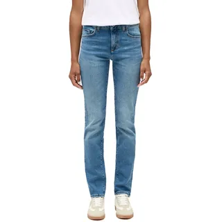 Slim-fit-Jeans MUSTANG "Damen Style Shelby Slim", Damen, Gr. 27, Länge 34, blau (402 mittelblau), Denim/Jeans, 90% Baumwolle, 6% Polyester, 4% Elasthan, unifarben, slim fit, Jeans Slim-fit-Jeans