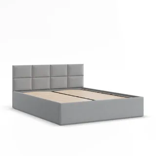 mebligo Gepolstertes Bett mit Kopfteil 140x200 cm, Grau - Hellgrau