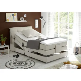 CARPINO Boxspringbett 120x200 elektrisch verstellbar, Creme - Bequemes Einzelbett mit dekorativer Steppung und Komfortschaum Topper - 120 x 110 x 234 cm (B/H/T)