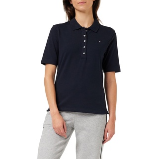 Tommy Hilfiger Damen Poloshirt Kurzarm 1985 Pique Polo Regular Fit, Blau (Desert Sky), M