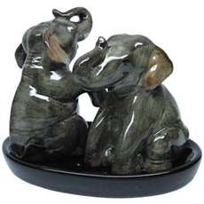 ADORIC B2SEE LTD Elefanten-Salz- und Pfefferstreuer-Set, Keramikelefanten auf schwarzer Untertasse
