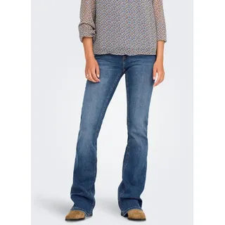 Only Bootcut-Jeans ONLY "ONLBLUSH MID FLARED DNM TAI305 NOOS", Damen, Gr. XL (42), Länge 32, blau (medium blau denim), Denim/Jeans, Obermaterial: 92% Baumwolle, 6% Elastomultiester, 2% Elasthan, unifarben, Jeans Bootcut-Jeans, Topseller