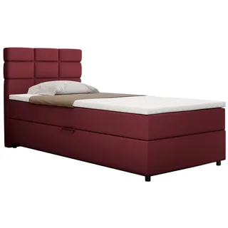 panda möbel Boxspringbett 100x200, mit Bettkasten, Rot, Matratze und Topper, Einzelbett, REVE, Panda Möbel - Rot