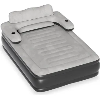 SUBTLETY Luftmatratze 195×145 cm mit Rückenlehne Aufblasbar Gästebett campingbett Reisebett mit Elektrische Luftpumpe Luftbett Air Mattress Inflatable Mattress für 2 Personen - Grau
