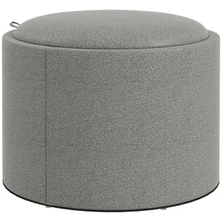 Homcom Sitzhocker Rund mit Polsterung und Stauraum, Klappdeckel, Grau , Textil , 56x42x56 cm , Wohnzimmer, Sessel, Hocker & Hockerbänke, Sitzhocker