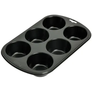 Kaiser Muffinform für 6 Muffins, Muffin Backblech 29 x 18 cm, antihaftbeschichtet, Standardgröße, Cupcake Formen, Schwarz