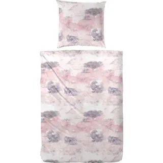 Bettwäsche PRIMERA "Spot", rosa (rosa, weiß), B/L: 155cm x 220cm, 1 Stk., 1 Stk., Flanell, B/L: 80cm x 80cm, 2 Stk., Flanell, Obermaterial: 100% Baumwolle, Bettwäsche, Bettwäsche, mit pastelligem Marmoreffekt