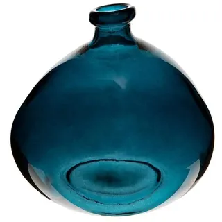 Atmosphera - Runde Vase - recyceltes Glas - sturmblau - D23 cm - Blau