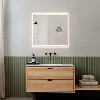 Loevschall Badspiegel »Focus, Spiegel mit Beleuchtung, Integrierter Schminkspiegel« LED licht, Dänisches Design, Lichtspiegel, x5 Vergrößerung, weiß