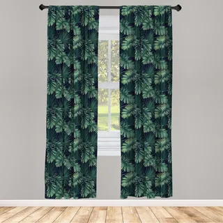 ABAKUHAUS Palme Vorhänge, Gardinen, Exotische Dschungel Laub Muster, Fensterbehandlungen für Wohnzimmer Schlafzimmer Dekor, 2 Stück 75 cm b x 225 cm h, Jadegrün