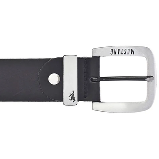 Ledergürtel MUSTANG "Franklin", Herren, Gr. 105, schwarz, Rindsleder, unifarben, Gürtel Ledergürtel, Dornschließe aus geschwärztem Silber, mit Logo-Schriftzug, 3,5 cm