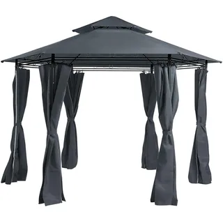 Beliani Gartenpavillon 3,5 x 3,5 m inkl. 6 Seitenteile Grau
