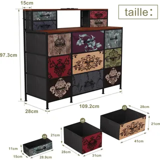 Vintage-Schminktisch mit mehreren Schubladen, RGB-LED-Beleuchtung und USB-Anschluss – Großes Fassungsvermögen, elegantes Retro-Design und multifunktional