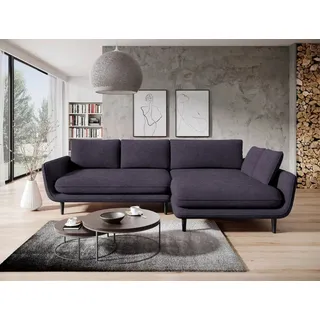 DOMO-HOME Ecksofa mit Schlaffunktion SOLANO – Elegantes Skandinavisches Ecksofa 260x167cm| Bettkasten und Holzbeinen für Komfort und Stil | Hochwertigen Materialien | Farbe schwarz| Rechts - Schwarz