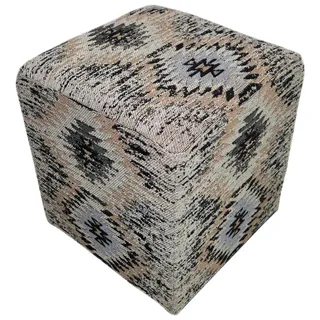 Kayoom Pouf , Grau, Schwarz, Beige , Textil , Füllung: Baumwollfüllung, Polyester , 42x42x45 cm , Wohnzimmer, Sessel, Hocker & Hockerbänke, Poufs