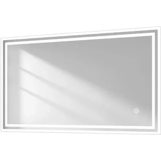 Emke Badspiegel mit Beleuchtung 100 x 60 cm LED-Spiegel mit Anti-Beschlag Touchschalter Kaltweiß Licht