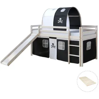 Homestyle4u Hochbett 90/200 cm mit Lattenrost Pirat , Holz , 90x200 cm , Babymöbel & Kindermöbel, Kinderzimmer & Jugendzimmer, Kinderbetten, Hochbetten