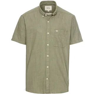 camel active Herren Kurzarmhemd mit Strukturmuster Dunkelgrün, menswear-3XL