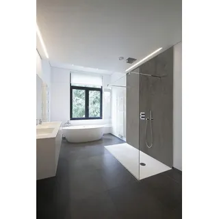 WALLando Premium Duschrückwand 250 x 100 cm – Einfach zu montierende Wandverkleidung für Dusche & Bad – Hochwertige PVC-Duschwand in Steinoptik, seidenmatt – Beton Dunkel