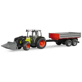 bruder 02112 - Claas Nectis 267 F mit Frontlader & Bordwandanhänger - 1:16 Traktor Trecker Schlepper Bulldog Bauernhof Landwirtschaft Feldarbeit Maschine Kippanhänger Spielzeug