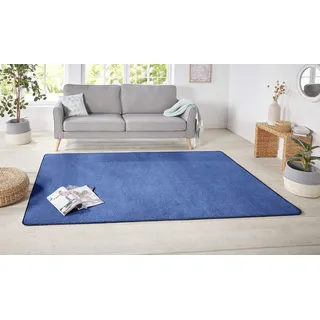 Hanse Home Nasty Teppich – Wohnzimmerteppich Flauschiger Kurzflor Einfarbig Unifarben für Esszimmer, Wohnzimmer, Kinderzimmer, Flur, Schlafzimmer, Küche – Uni Blau, 160x240cm