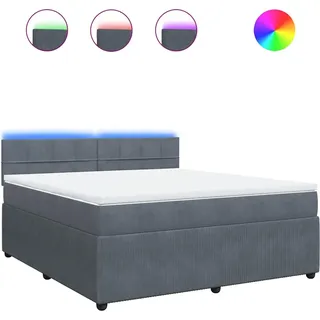 vidaXL Boxspringbett mit Matratze Dunkelgrau 180x200 cm Samt - Grau