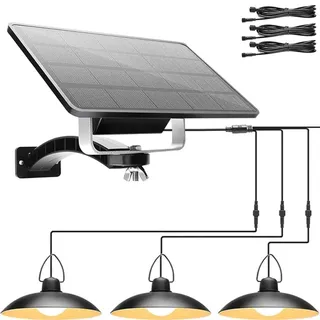 warmweiß-1 Solarpanel auf 3 Lampe-DDP LED Solar Sensorleuchte Hängeleuchte, IP65 Wasserdicht Außenleuchte Solarlampen, Gartenbeleuchtung, Pendelleuchte Beleuchtung für Außen Shop Yard