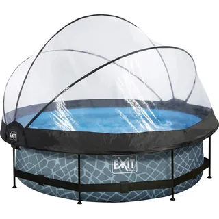 EXIT TOYS EXIT Stone Pool Grau 300 x 76 cm inkl. Filterpumpe und Abdeckplane