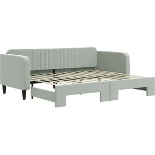 vidaXL Tagesbett Ausziehbar Hellgrau 90x200 cm Samt - Grau