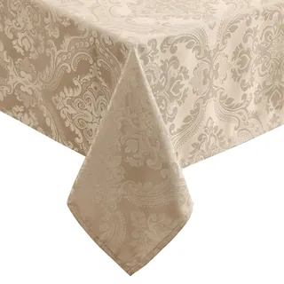 Elrene Home Fashions Caiden Elegance Damast-Tischdecke, wasserdicht, Flecken- und knitterfrei, 152,4 x 213,4 cm, länglich/rechteckig, Taupe