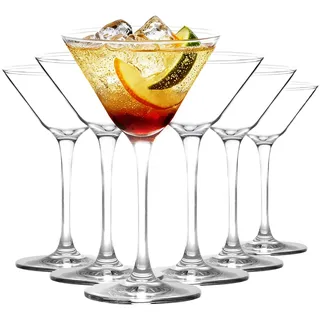 TOLASTO Martini-Gläser, 6er-Set, 160 ml, Martini-Cocktailgläser mit Stiel, wiederverwendbare Cocktailgläser für Bar, Margarita, Whiskey, Gin, Tequila, BPA-frei, spülmaschinenfest, transparent