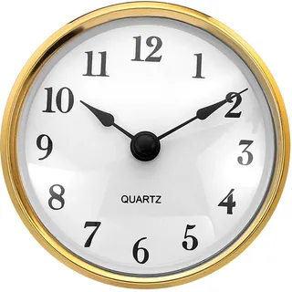 PATIKIL 80mm Quarz Uhrwerk Wanduhr, Stille Arabische Ziffern Kaminuhren, Ersatz für Tischuhr, Stehuhr, Standuhr (Goldton/Weiß Stil 17)
