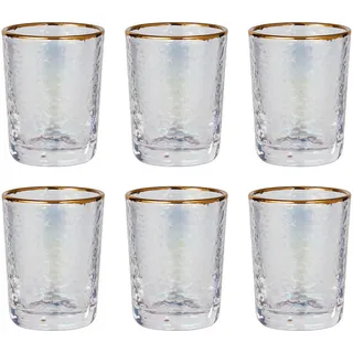 Butlers Schnapsglas (6er-Set) Smeralda mit Goldrand 50ml , Transparent , Glas , Gläser, Schnapsgläser & Stamperl