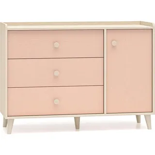 FURNLUX Anrichte Mevel Rosa Und Beige 120cm / Hauptfarbe: Rosa / Abmessungen: 120 x 85 x 40 cm - Rosa