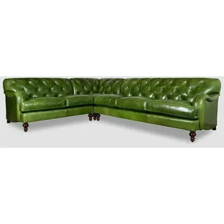 JV Möbel Chesterfield Ecksofa Wohnlandschaft 245 x 368 cm - Grün