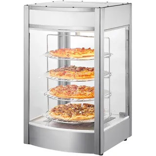 VEVOR Kommerzieller Speisenwärmer für 356 mm Pizza, 4-stufiger Pizzawärmer, 30-85 °C Temperaturregelung und Temperaturanzeige, 25 W Ofenlicht + obere LED für Pizzeria, Restaurant usw.