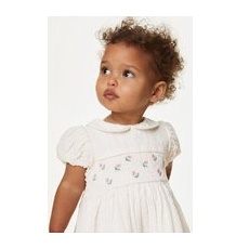 Girls M&S Collection Pure Cotton Striped Floral Dress (0-3 Yrs) - Pink Mix, Pink Mix - 9-12M