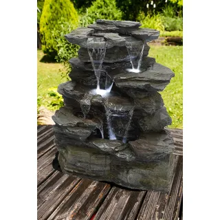 Köhko Springbrunnen Greifenstein Gartenbrunnen in Naturstein-Optik mit LED-Beleuchtung 11002