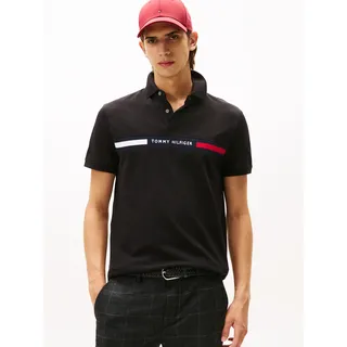 Tommy Hilfiger Herren, Poloshirt Kurzarm Chest Insert regular fit, schwarz, (Black), M,